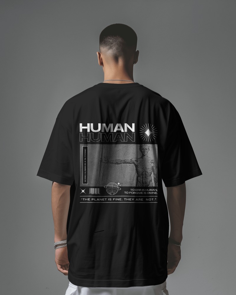 Buy Men's "Human" Graphic Oversized T-Shirt Online at Faltooos